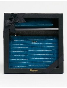 Dune - Set regalo con pochette da polso verde azzurro effetto coccodrillo-Blu