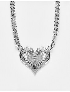 Reclaimed Vintage - Catenina con pendente a cuore color argento