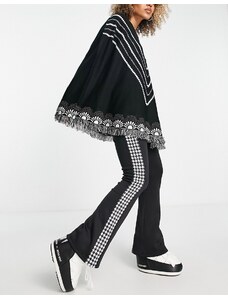Threadbare - Ski - Pantaloni a fondo ampio neri a contrasto-Nero