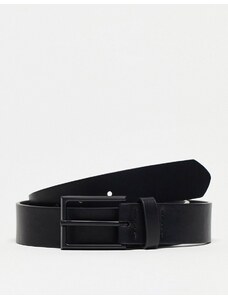 ASOS DESIGN - Cintura elegante in pelle sintetica nera con fibbia nera opaca-Nero