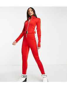 Threadbare Tall - Tuta jumpsuit da sci rossa con cintura-Rosso