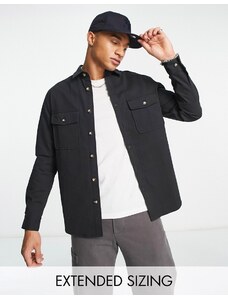 ASOS DESIGN - Camicia giacca nera in cotone-Black