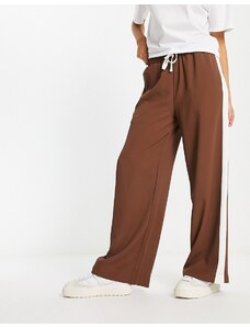 ASOS DESIGN - Pantaloni marroni con pannello a contrasto-Brown