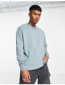 ASOS DESIGN - T-shirt oversize a maniche lunghe blu grigio