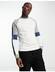 ASOS DESIGN - Maglietta grigia con maniche lunghe color block-Grigio