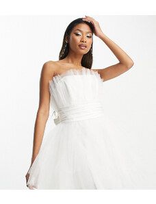 Esclusiva Forever New - Vestito corto da sposa in tulle strutturato color avorio-Bianco