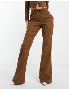 AFRM - Millie - Pantaloni a zampa con lacci color moka a vita bassa in coordinato-Brown