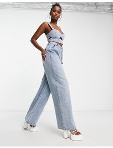 AFRM - Turner - Jeans a pieghe a fondo ampio lavaggio blu medio in coordinato