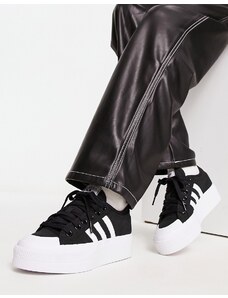 adidas Originals - Nizza - Sneakers nere e bianche con suola platform-Nero