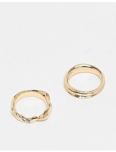 ASOS DESIGN - Confezione da 2 anelli dorati con design effetto fuso-Oro