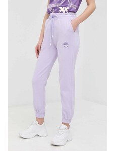Pinko pantaloni da jogging in cotone colore violetto