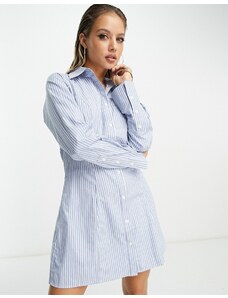 In The Style - Vestito camicia corto blu a righe