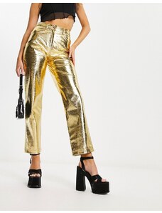 Amy Lynn - Lupe - Pantaloni testurizzati color oro metallizzato