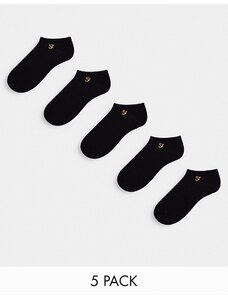 Farah - Confezione da 5 paia di calzini sportivi neri-Nero