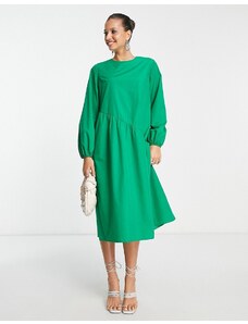 Lola May - Vestito grembiule oversize con cuciture asimmetriche verde