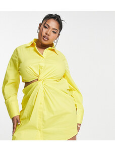 Something New Curve - Vestito camicia con cut out giallo brillante