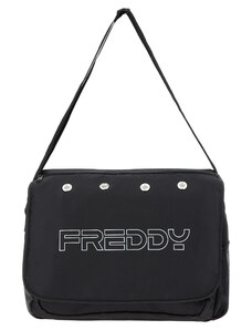 Borsa Messenger Bag in nylon nero con maxi-logo FREDDY