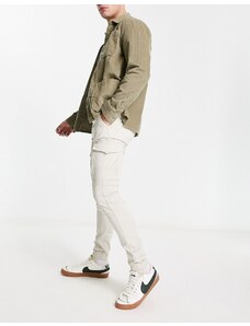 Jack & Jones Intelligence - Pantaloni cargo beige chiaro con fondo elasticizzato-Bianco