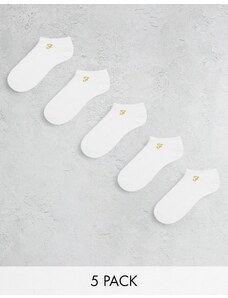 Farah - Confezione da 5 paia di calzini sportivi bianchi-Bianco