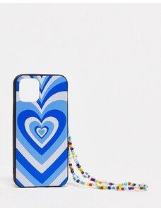 Noisy May - Custodia per iPhone 12 con charm e stampa a cuori blu