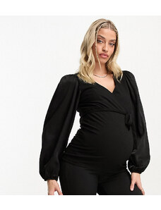 Mama.licious Maternity - Blusa nera con scollo a V-Black