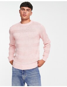 Le Breve - Maglione lavorato rosa pallido in maglia a onde