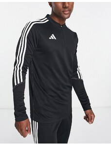 adidas performance adidas Football - Tiro 23 - Felpa nera e bianca con zip corta-Nero