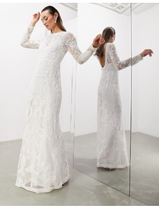 ASOS DESIGN ASOS Edition - Alice - Vestito da sposa con perline color avorio-Bianco