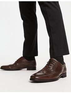 ASOS DESIGN - Scarpe Oxford stringate in pelle color cuoio-Marrone