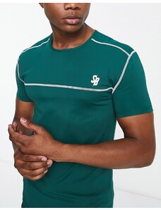 South Beach - T-shirt verde con cuciture overlock