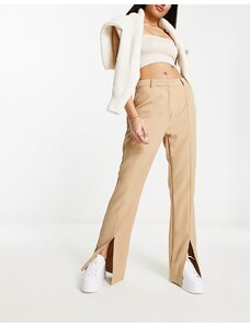 Pimkie - Pantaloni sartoriali a zampa color cammello con spacco-Brown