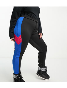 Threadbare Plus - Ski - Pantaloni da sci neri e blu a pannelli-Black
