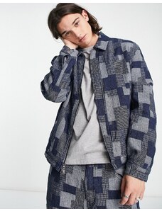 Guess Originals - Camicia giacca patchwork multicolore con zip in coordinato