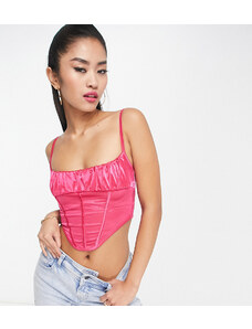 ASYOU - Canottiera aderente a corsetto in raso rosa elasticizzato-Rosso