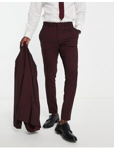 ASOS DESIGN Wedding - Pantaloni super skinny da abito bordeaux microtesturizzato-Rosso
