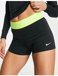 Nike Training Nike - Pro Training - Shorts da 3 pollici neri e volt-Nero