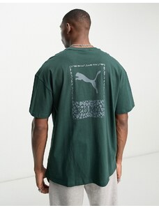 Puma - Safari - T-shirt verde con stampa sul retro-Black