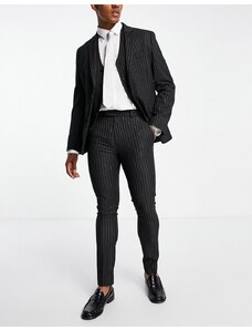 ASOS DESIGN - Pantaloni da abito skinny nero gessato