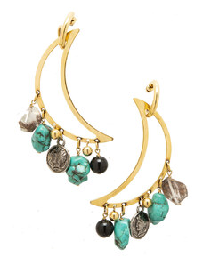 LaDoubleJ Jewelry gend - Luna Earrings Turchese One Size Gold Plated Brass