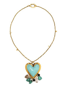 LaDoubleJ Jewelry gend - Cuore Grande Necklace Turchese One Size Gold Plated Brass