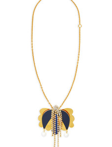 LaDoubleJ Jewelry gend - Tulip Necklace Oro Blu One Size 90% Brass 5% Glass 4% Plastic 1% Enamel