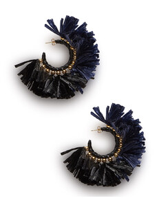 La DoubleJ Jewelry gend - Hoop Earrings Multicolor Blu/Nero One Size 70% Raffia 30% Brass