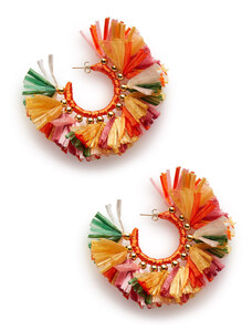 La DoubleJ Jewelry gend - Hoop Earrings Multicolor Rosa/Arancione One Size 70% Raffia 30% Brass