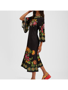 La DoubleJ Dresses gend - Sorella Dress (Placée) Folk Flowers Nero Placée XS 100% Viscose