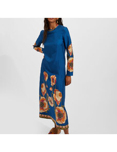 La DoubleJ Dresses gend - Long Sleeve Swing Dress (Placée) Poppies Blue Placée XS 100%SILK