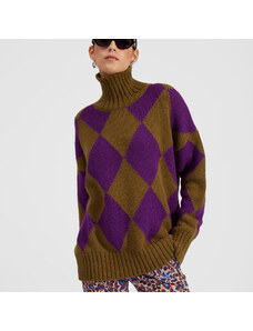 La DoubleJ Knitwear gend - Argyle Sweater Green/Purple XS 48%ALPACA SUPERFINE 36%POLIACRILYC 9%POLYAMIDE 7%POLYESTER