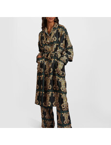 La DoubleJ Loungewear gend - Silk Robe Tiger Tiles Black XS 100%SILK