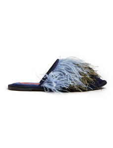 La DoubleJ Shoes gend - Feather Slippers T.Unita Blu XS 100% POLYESTER