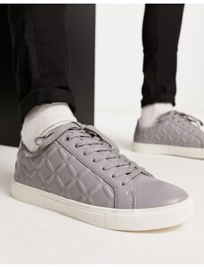 ASOS DESIGN - Sneakers stringate grigie con pannelli a rilievo-Grigio