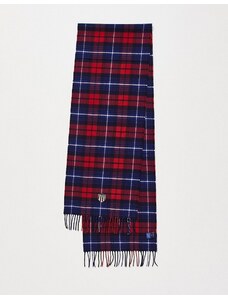 GANT - Sciarpa in lana a quadri rossi con logo a scudo-Rosso